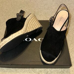 Coach Black Suede Wedges